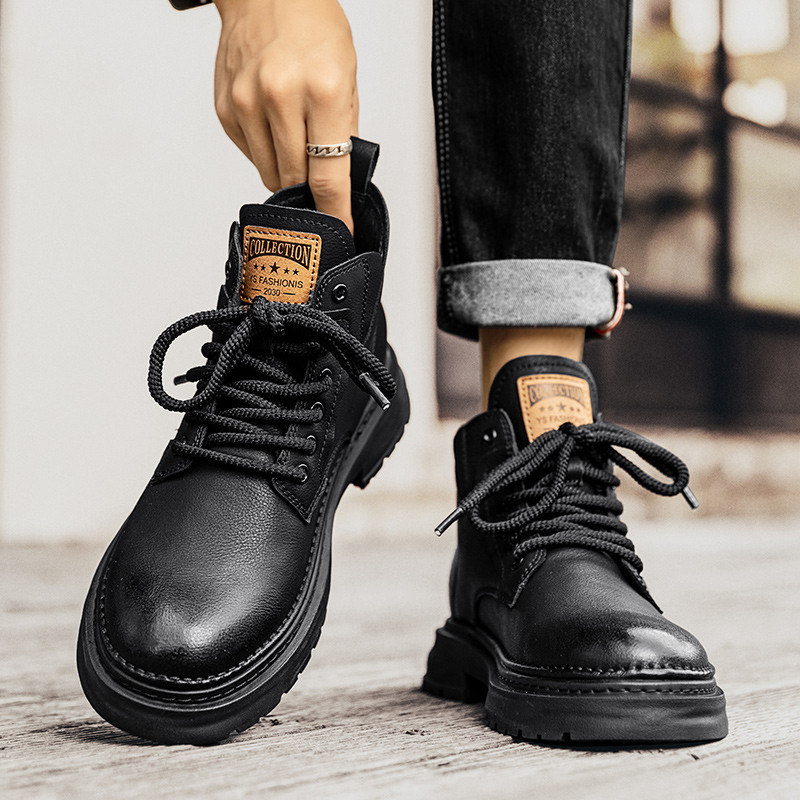 Tendințe în modă pentru bărbați Cizme din piele maro Plimbare în aer liber Alpinism Călătorii Cizme cu fund gros Cizme confortabile și durabile