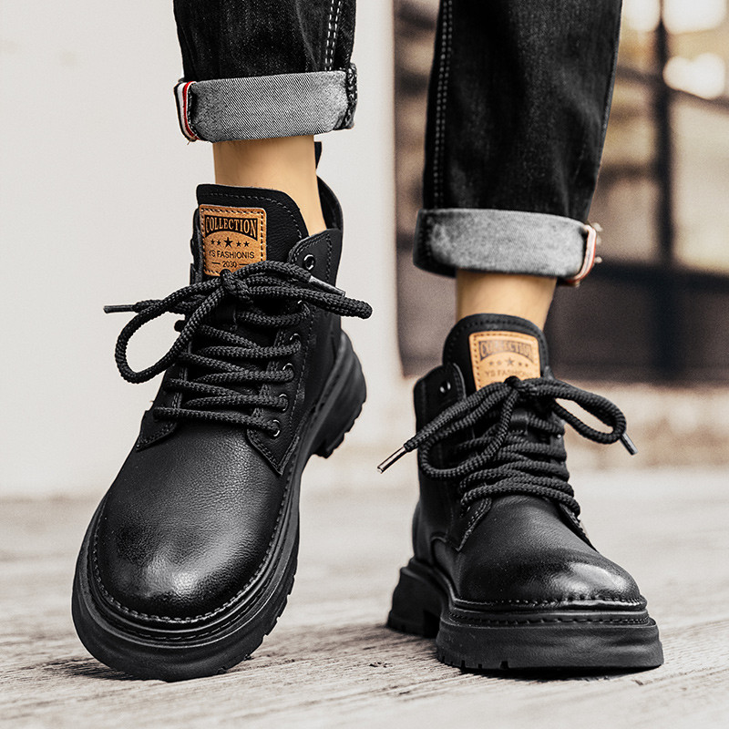 Tendințe în modă pentru bărbați Cizme din piele maro Plimbare în aer liber Alpinism Călătorii Cizme cu fund gros Cizme confortabile și durabile