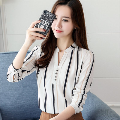 Mood Soe sooduspakkumine Lilleprintidega pluus Naiste topid Kevad sügis Naiste pikkade varrukatega šifoonist volangpluusid Kontori Daami särgid