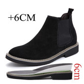 Zīmola klasiski lifta zābaki Britu stilā Chelsea vīriešu zābaki zamšādas zābaki Augstas kvalitātes paaugstināti 6 cm ādas zābaki biznesa zābaki