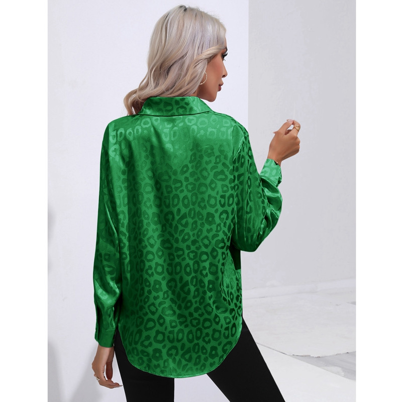 Jauns modes sieviešu brīvs krekls ar garām piedurknēm Leoparda raksta krekls Spring Summer Lady liela izmēra blūzes topi ar vienu krūti