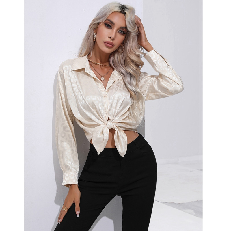 Jauns modes sieviešu brīvs krekls ar garām piedurknēm Leoparda raksta krekls Spring Summer Lady liela izmēra blūzes topi ar vienu krūti