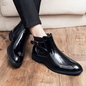 Visokokvalitetne marke muške cipele od kože Svestrane visoke kratke čizme s patentnim zatvaračem Svečane poslovne kožne cipele britanskog stila