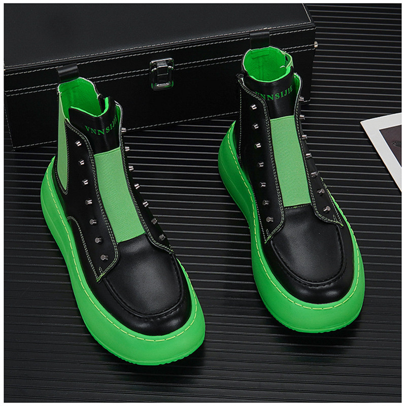 Cizme de toamnă pentru bărbați, pantofi solidi, cizme de motocicletă cu platformă, skateboard, pantofi sport, pantofi de club de noapte