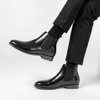 Челси Ботуши Ежедневни бизнес британски стил Обувки от кожа Ретро обувки с кръгли пръсти Мъжки модни удобни официални ботуши