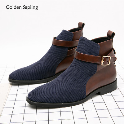 Golden Sapling Fashion Vyriški batai Retro laisvalaikio batai Klasikiniai Chelsea Boot for Men Laisvalaikio Butai Patchwork Platforma Vyriški Butai