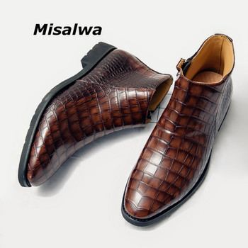Misalwa Голям размер 38-48 Официални мъжки ботуши с цип Крокодилски модел Мъжки ботуши Елегантни пролетни есенни мъжки британски обувки Dropshipping