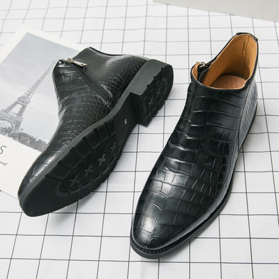 Misalwa velike veličine 38-48, svečane muške čizme s patentnim zatvaračem, krokodilski uzorak, muške čizme, elegantne proljetne jesenske muške britanske cipele Dropshipping