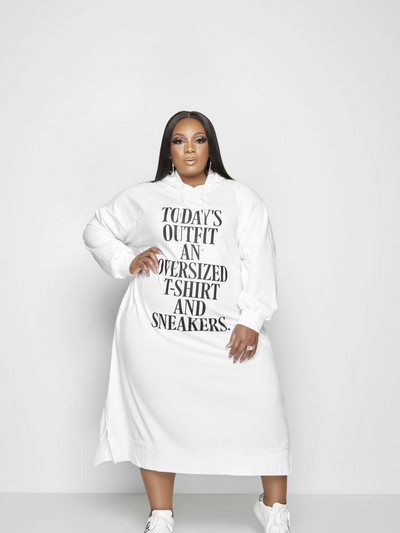 Rochie de mărime mare L-5xl Hanorace pentru femei cu imprimeu cu litere Rochie casual lejeră buzunare Haine de iarnă Rochii maxi Vânzare cu ridicata Dropshipping