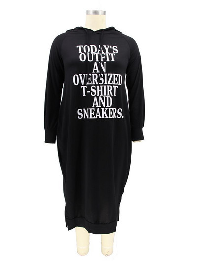 Rochie de mărime mare L-5xl Hanorace pentru femei cu imprimeu cu litere Rochie casual lejeră buzunare Haine de iarnă Rochii maxi Vânzare cu ridicata Dropshipping