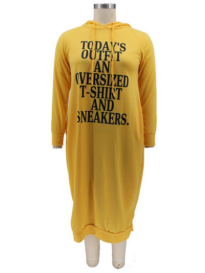 Rochie de mărime mare L-5xl Hanorace pentru femei cu imprimeu cu litere Rochie casual lejeră buzunare Haine de iarnă Rochii maxi Vânzare cu ridicata Dropshipping