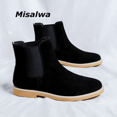 Misalwa Graceful Chelsea Boots Bărbați Handmade Business Slip on Slip on piele de căprioară Cizme de cowboy Sapato Masculino Transport gratuit Cizme pentru bărbați