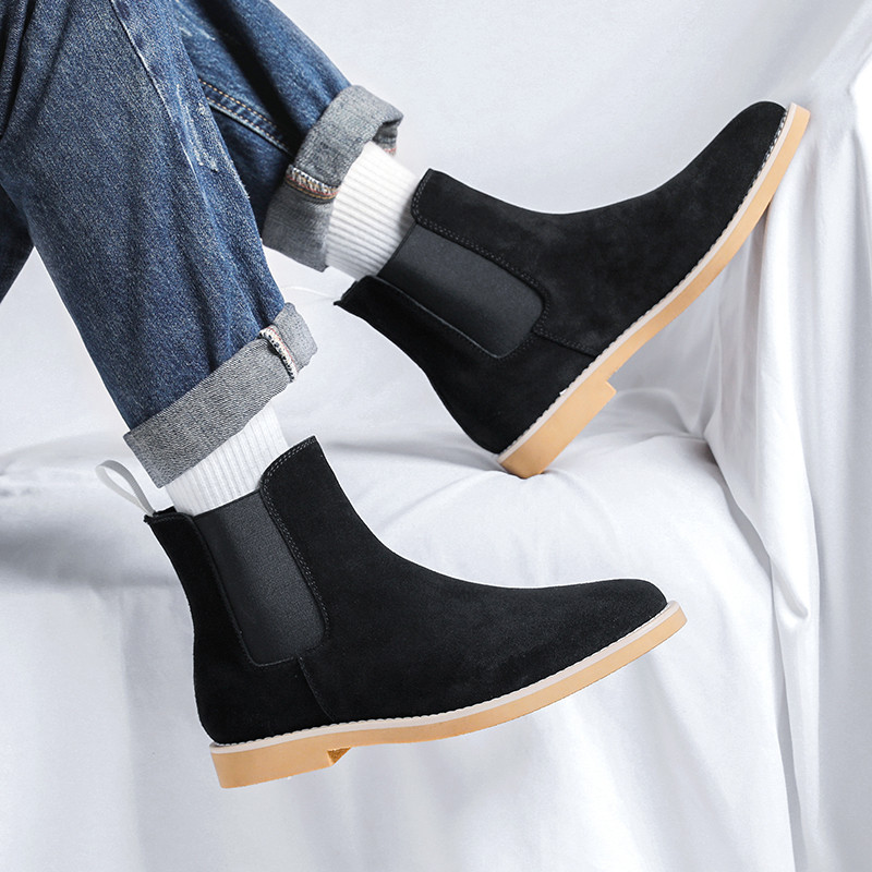Misalwa Graceful Chelsea Boots Bărbați Handmade Business Slip on Slip on piele de căprioară Cizme de cowboy Sapato Masculino Transport gratuit Cizme pentru bărbați