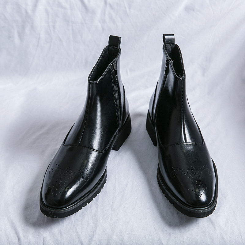 Πολυτελής μυτερή κεφαλή Chelsea Boots Ανδρικά μεγάλα δερμάτινα μποτάκια γραφείου για άνδρες Botas Hombre Βρετανικό στυλ Ανδρικά μποτάκια χειμερινά