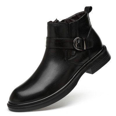 Cizme de iarnă New Luxury Brand Plus Păr Cizme bărbați Pantofi înalți din piele de crocodil Cizme de afaceri pentru bărbați Cizme de zăpadă din piele