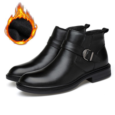 Cizme de iarnă New Luxury Brand Plus Păr Cizme bărbați Pantofi înalți din piele de crocodil Cizme de afaceri pentru bărbați Cizme de zăpadă din piele