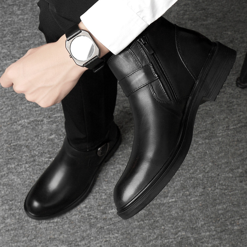 Cizme de iarnă New Luxury Brand Plus Păr Cizme bărbați Pantofi înalți din piele de crocodil Cizme de afaceri pentru bărbați Cizme de zăpadă din piele