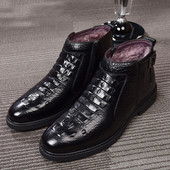 Noua modă de iarnă în stil crocodil pentru bărbați Cizme din piele de vacă de înaltă calitate, pantofi de iarnă pentru bărbați super caldi, cizme de zăpadă impermeabile