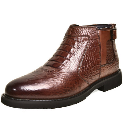 Noua modă de iarnă în stil crocodil pentru bărbați Cizme din piele de vacă de înaltă calitate, pantofi de iarnă pentru bărbați super caldi, cizme de zăpadă impermeabile