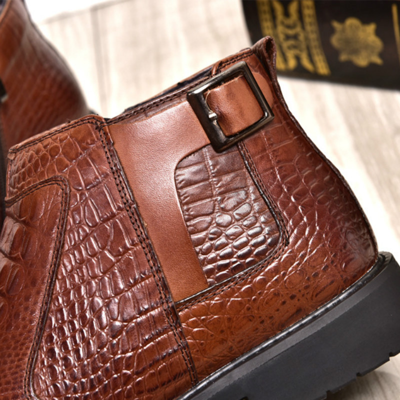 Noua modă de iarnă în stil crocodil pentru bărbați Cizme din piele de vacă de înaltă calitate, pantofi de iarnă pentru bărbați super caldi, cizme de zăpadă impermeabile