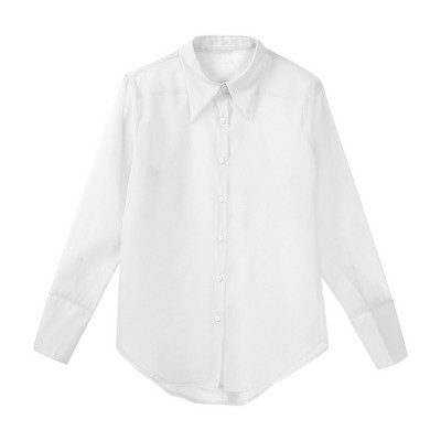 Bluză de șifon semi-transparentă, cu guler răsturnat, la modă pentru femei, cămăși cu mânecă lungă, bluse, pentru petrecerea timpului liber cu protecție solară