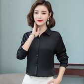 Elegantna proljetna jesen satenska svilena košulja dugih rukava ženska bluza, modna modna ženska radna košulja svijetle boje na rever, ležerna