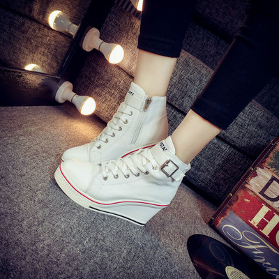 2023 Wedge Canvas Παπούτσια Γυναικεία Πλατφόρμα Βουλκανιζέ Παπούτσια Κρυφό τακούνι Αυξάνοντας Casual Παπούτσια Γυναικεία Ψηλά φερμουάρ στο πλάι