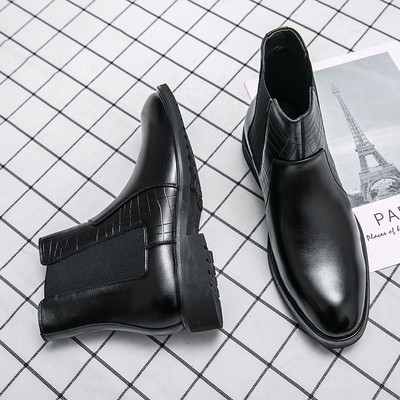 Piros hasított bőr férfi csizma vastag talpú bokacsizma őszi és téli polár hócsizma férfi alkalmi brogues férfi alkalmi