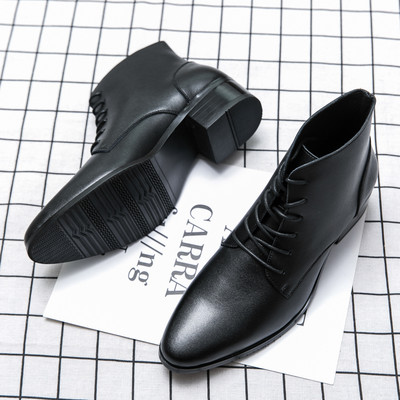 Piros hasított bőr férfi csizma vastag talpú bokacsizma őszi és téli polár hócsizma férfi alkalmi brogues férfi alkalmi