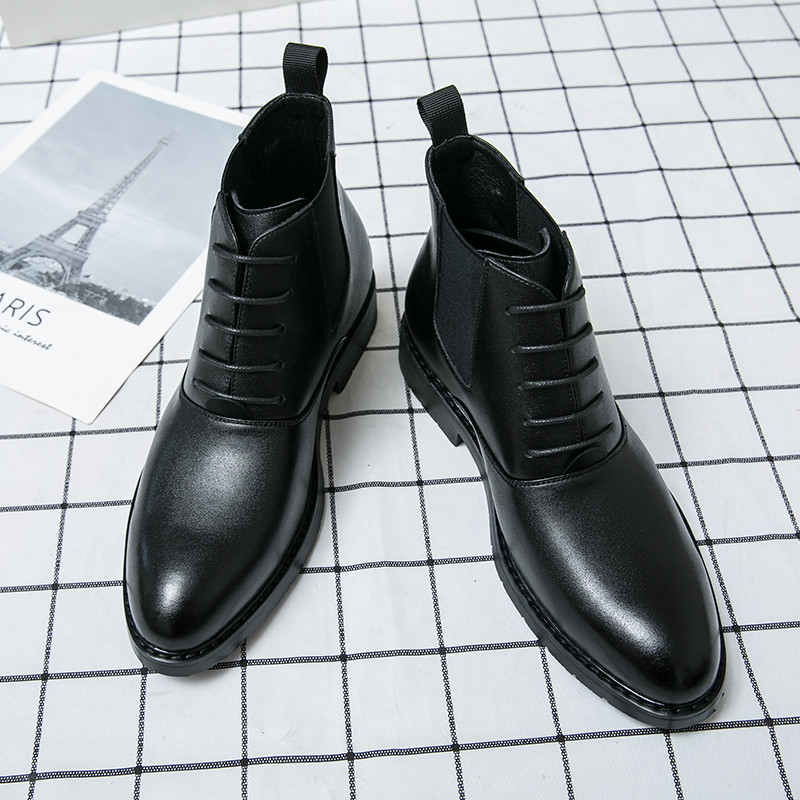 Piros hasított bőr férfi csizma vastag talpú bokacsizma őszi és téli polár hócsizma férfi alkalmi brogues férfi alkalmi