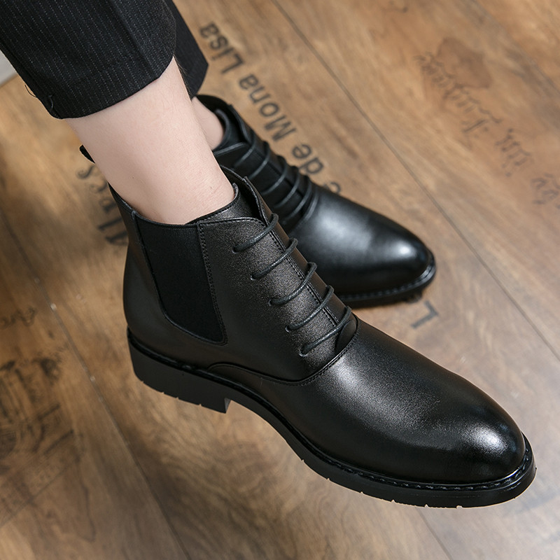 Piros hasított bőr férfi csizma vastag talpú bokacsizma őszi és téli polár hócsizma férfi alkalmi brogues férfi alkalmi