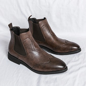 Fashion Slip On Férfi Chelsea Boots Formális Bokacsizma Férfi Nagy 38-46-os Ruhacsizma Bota Masculina