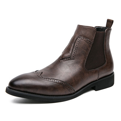 Fashion Slip On Férfi Chelsea Boots Formális Bokacsizma Férfi Nagy 38-46-os Ruhacsizma Bota Masculina