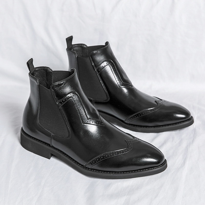 Fashion Slip On Férfi Chelsea Boots Formális Bokacsizma Férfi Nagy 38-46-os Ruhacsizma Bota Masculina