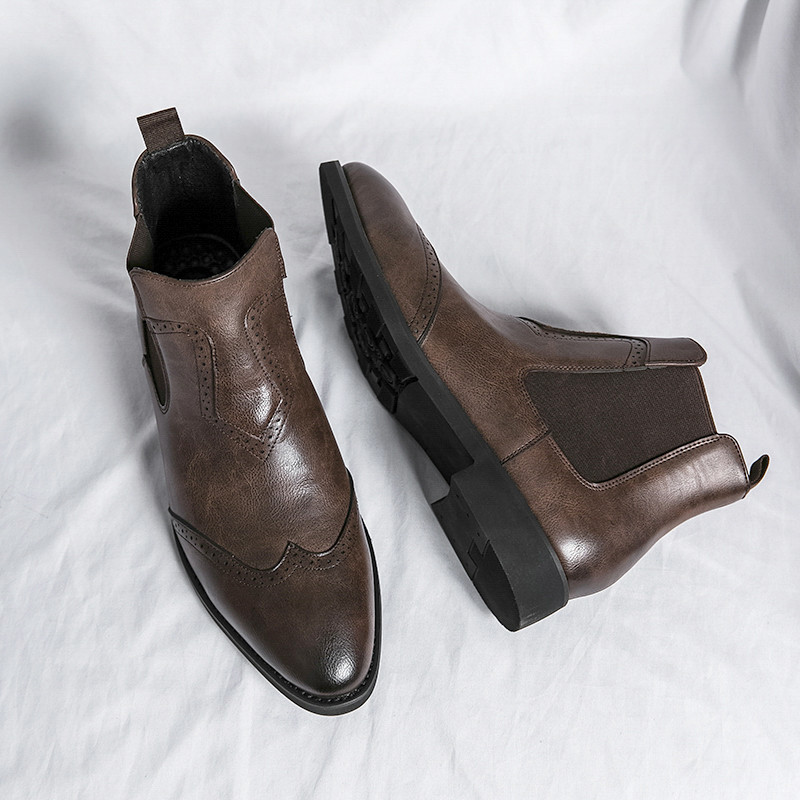 Fashion Slip On Férfi Chelsea Boots Formális Bokacsizma Férfi Nagy 38-46-os Ruhacsizma Bota Masculina