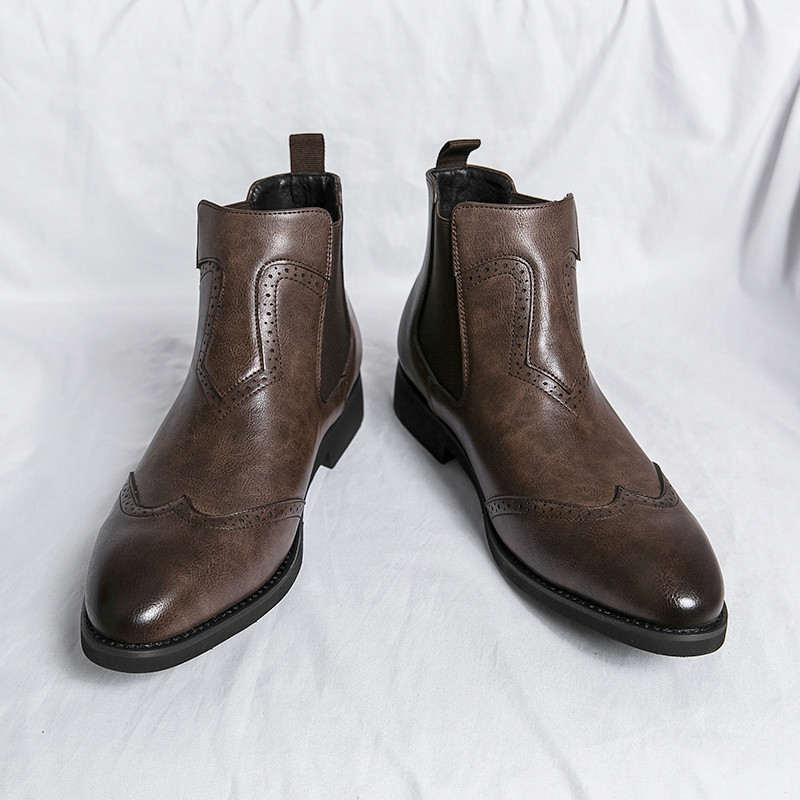 Fashion Slip On Férfi Chelsea Boots Formális Bokacsizma Férfi Nagy 38-46-os Ruhacsizma Bota Masculina