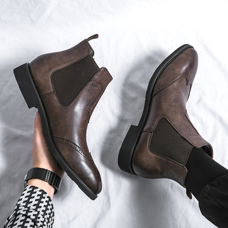 Fashion Slip On Férfi Chelsea Boots Formális Bokacsizma Férfi Nagy 38-46-os Ruhacsizma Bota Masculina