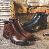 2023. gada Luksusa Chelsea Bare Boots Vīriešu poliuretāna jostas sprādze Ikdienišķa modes apavi ar augstu augšdaļu Biznesa Lielbritānijas bezmaksas piegāde Botas De Hombre