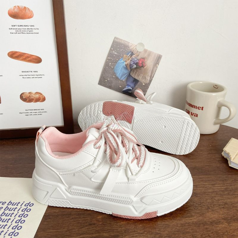 Baltas platformas kedas Sieviešu sporta apavi Harajuku School Ikdienas dzīvoklis Teniss Sieviešu korejiešu Vintage Vulcanize