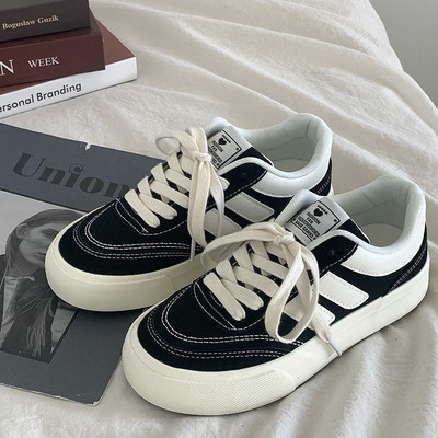 Červené dámske vulkanizované topánky, ležérne tenisky na platforme, vintage športové dámske kórejské dizajnérske balerínky Harajuku, školské tenisky