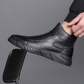 Ръчно изработени ботуши Челси Мъжки тенденции Страничен цип Черни високи обувки с мека подметка Пролет Есен Ежедневни мокасини в британски стил 2757