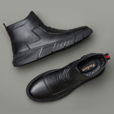 Ručno izrađene Chelsea čizme, muške trendi, bočni patentni zatvarač, crne visoke cipele s mekim potplatom, proljeće, jesen, ležerne natikače u britanskom stilu 2757