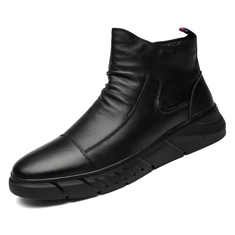 Ručno izrađene Chelsea čizme, muške trendi, bočni patentni zatvarač, crne visoke cipele s mekim potplatom, proljeće, jesen, ležerne natikače u britanskom stilu 2757