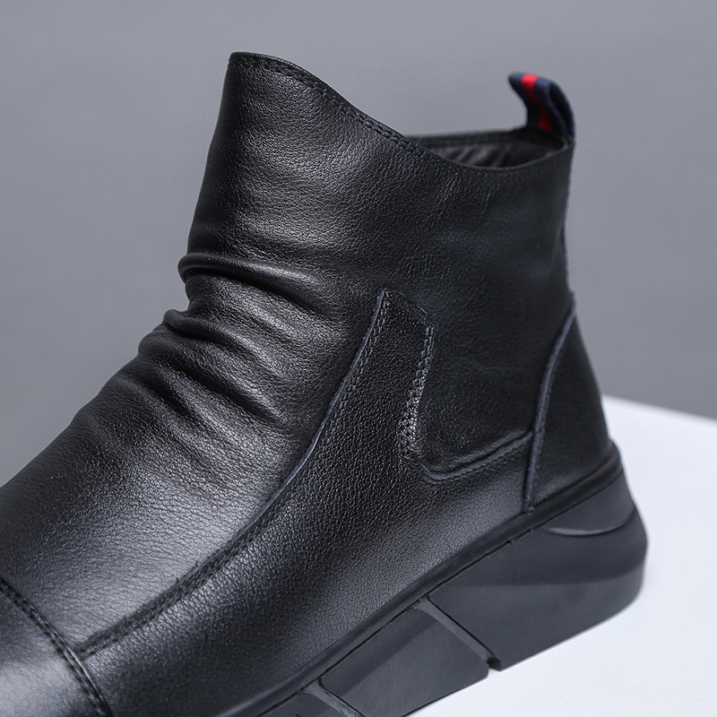 Ručno izrađene Chelsea čizme, muške trendi, bočni patentni zatvarač, crne visoke cipele s mekim potplatom, proljeće, jesen, ležerne natikače u britanskom stilu 2757