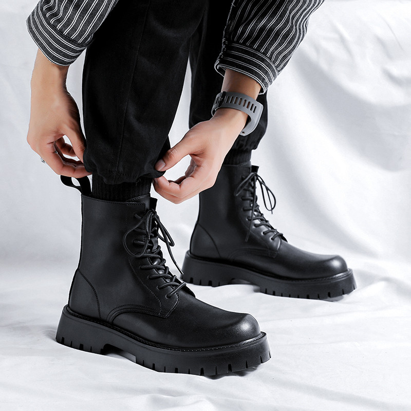 Zimske bijele Chelsea muške čizme Čizme za jahanje na vezanje Kožne čizme Kožne visokokvalitetne cipele s patentnim zatvaračem Muške modne visoke čizme