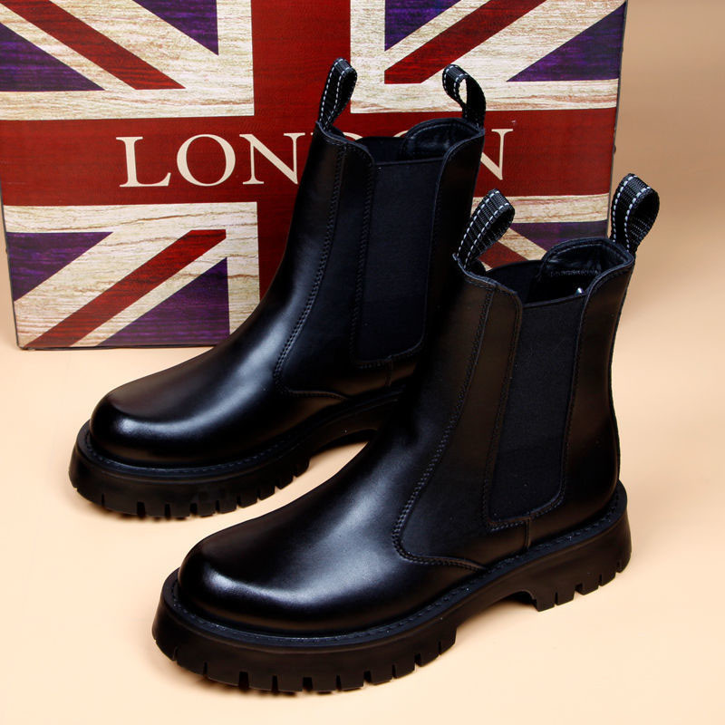 designer italian modă bărbătească punk rochie de club de noapte cizme chelsea pantofi alb-negru cizme cu platformă de cowboy chipeș bote înalte
