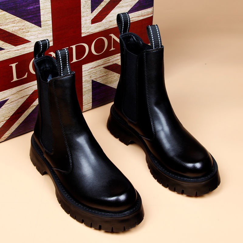 designer italian modă bărbătească punk rochie de club de noapte cizme chelsea pantofi alb-negru cizme cu platformă de cowboy chipeș bote înalte
