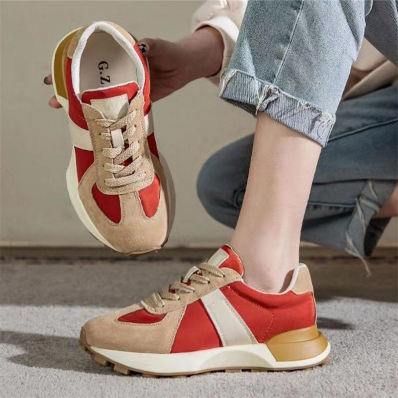 Modne ženske tenisice, protuklizna, debela podloga, pamučna cipela na vezanje, retro mješovite boje, ležerna sportska obuća