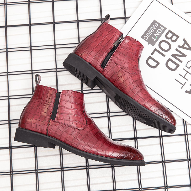 Χειμερινές μπότες Υψηλής ποιότητας Δερμάτινες μπότες Chelsea Ανδρικές μπότες Business Designer Μόδα με χοντρή σόλα με μύτη λουστρίνι