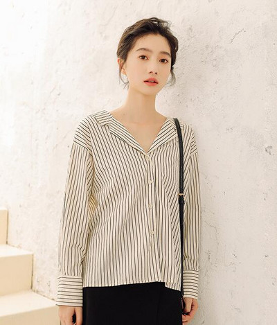 Jesenné dievčenské tričko s dlhým rukávom, dámske tričko s výstrihom do V, sexy ležérne blúzky, dámske štýlové módne voľné topy H9178